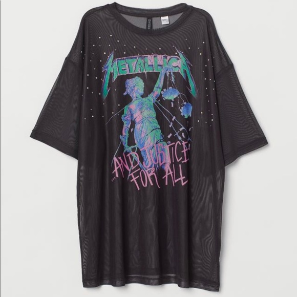 H\u0026M | Tops | Sheer Oversized Metallica 